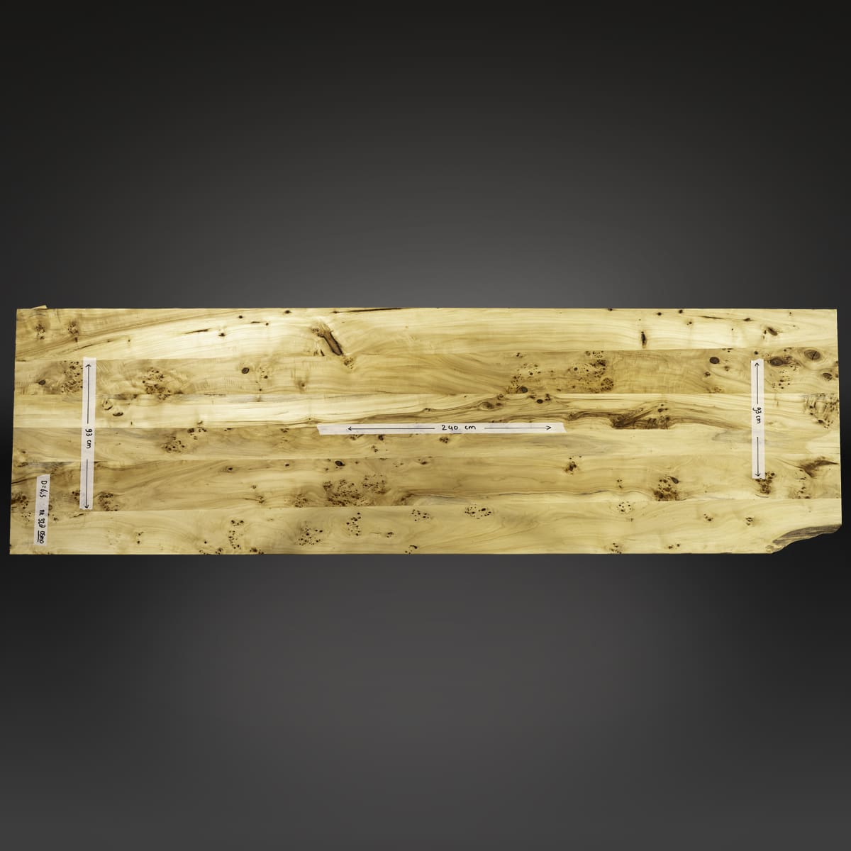 Europees iepenhout boomstamtafel 240cm detail houtnerf - Grotetafel.nl