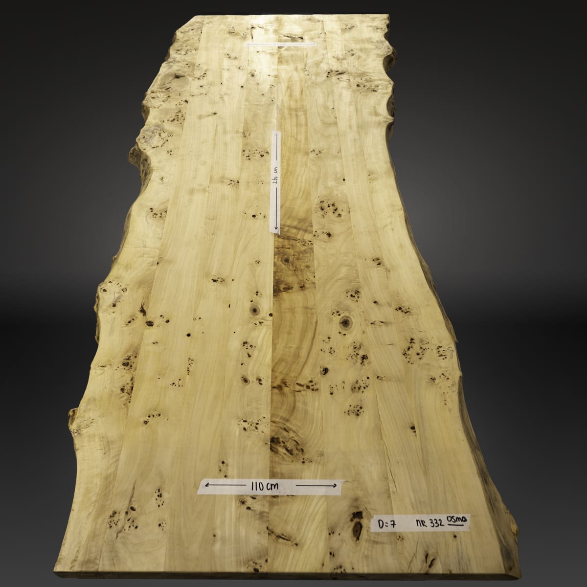 Europees iepenhout boomstamtafel 260cm - Grotetafel.nl