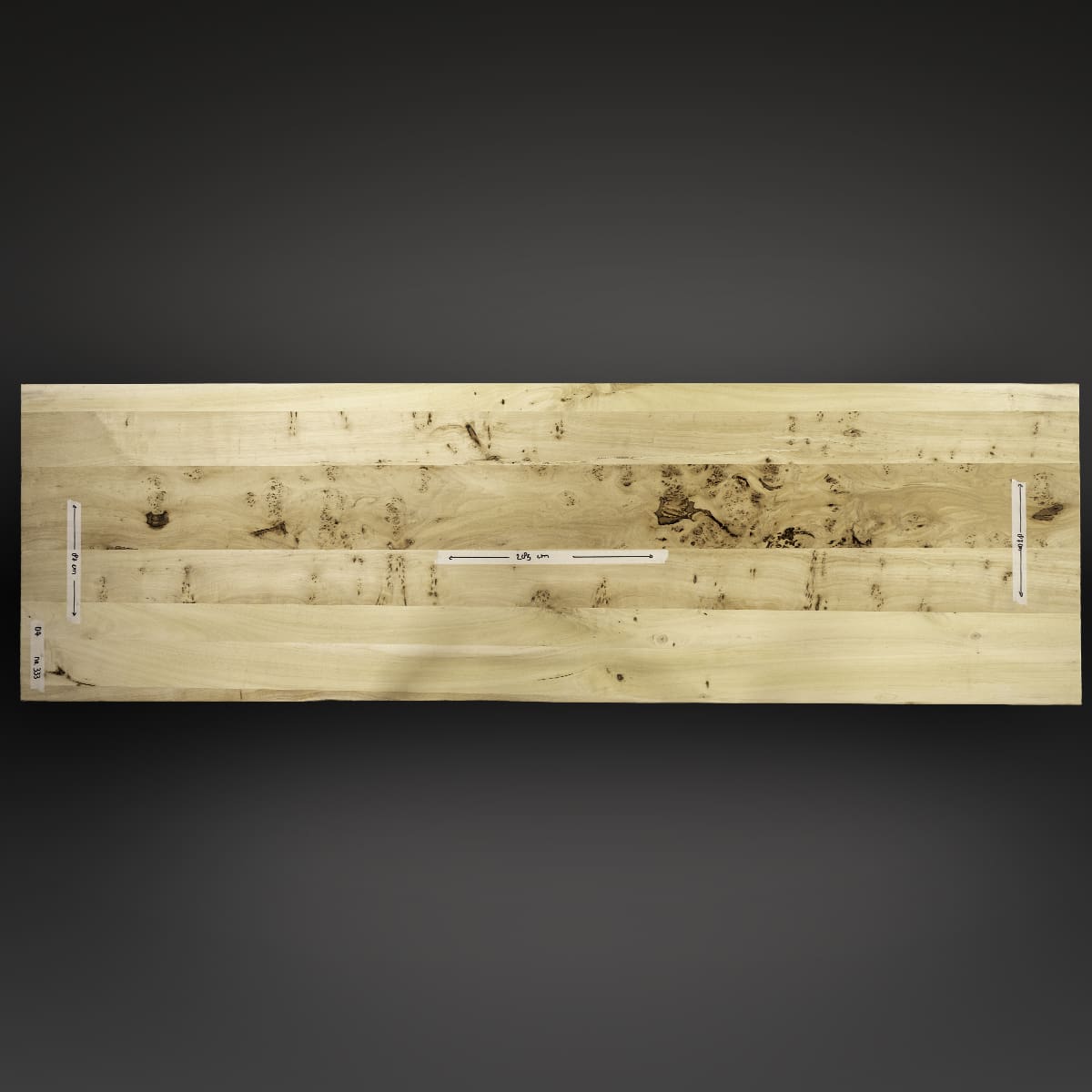 Europees iepenhout boomstamtafel 285cm detail houtnerf - Grotetafel.nl