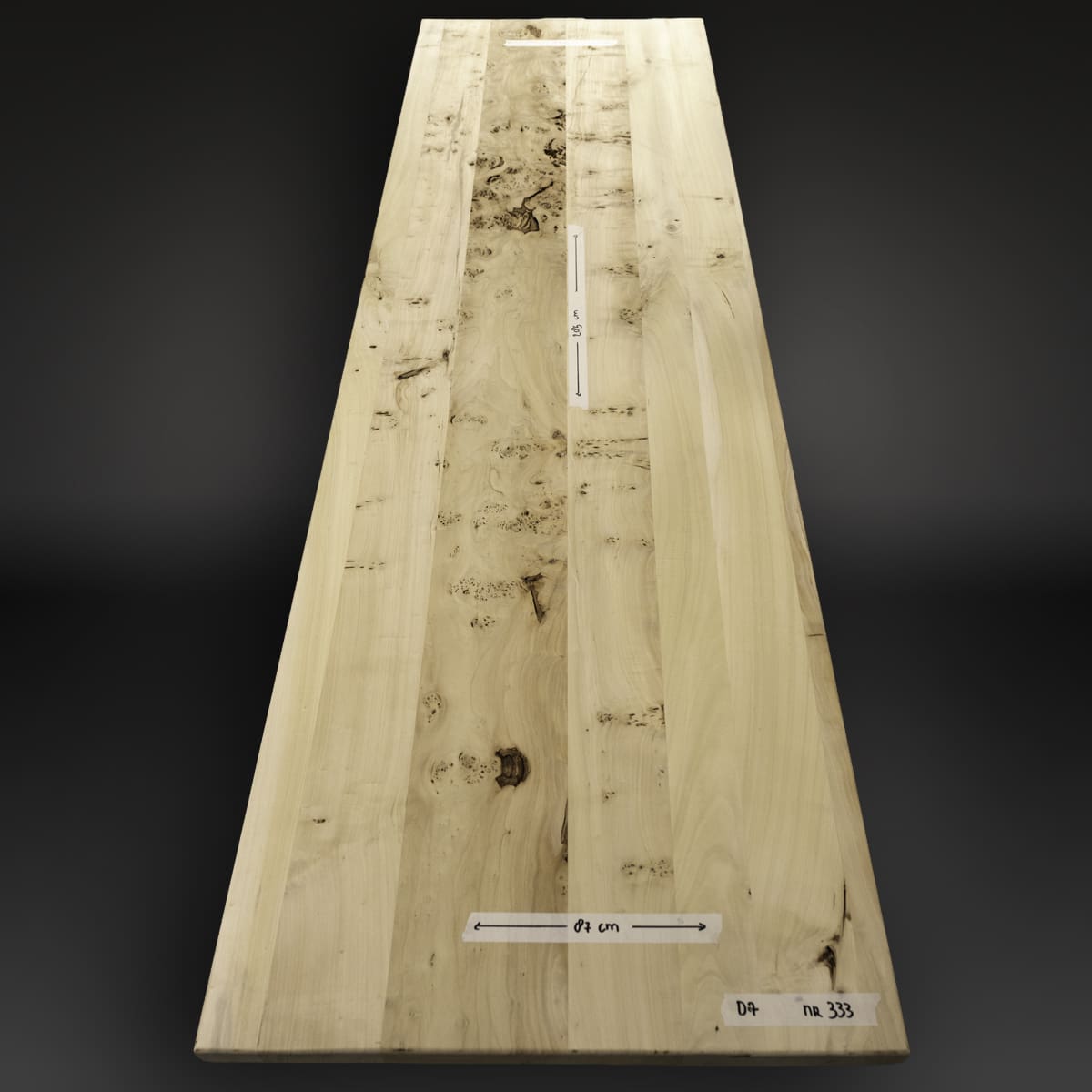 Europees iepenhout boomstamtafel 285cm - Grotetafel.nl